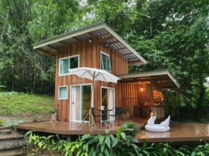 small modern wooden house