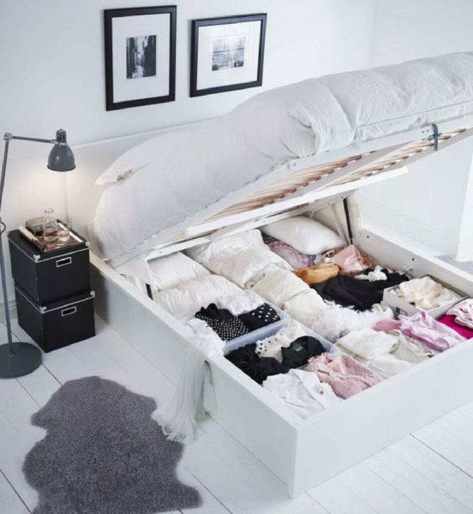 5. จัดห้องนอนขนาดเล็กปราบความรกรุงรังด้วยกล่องสารพัดประโยชน์